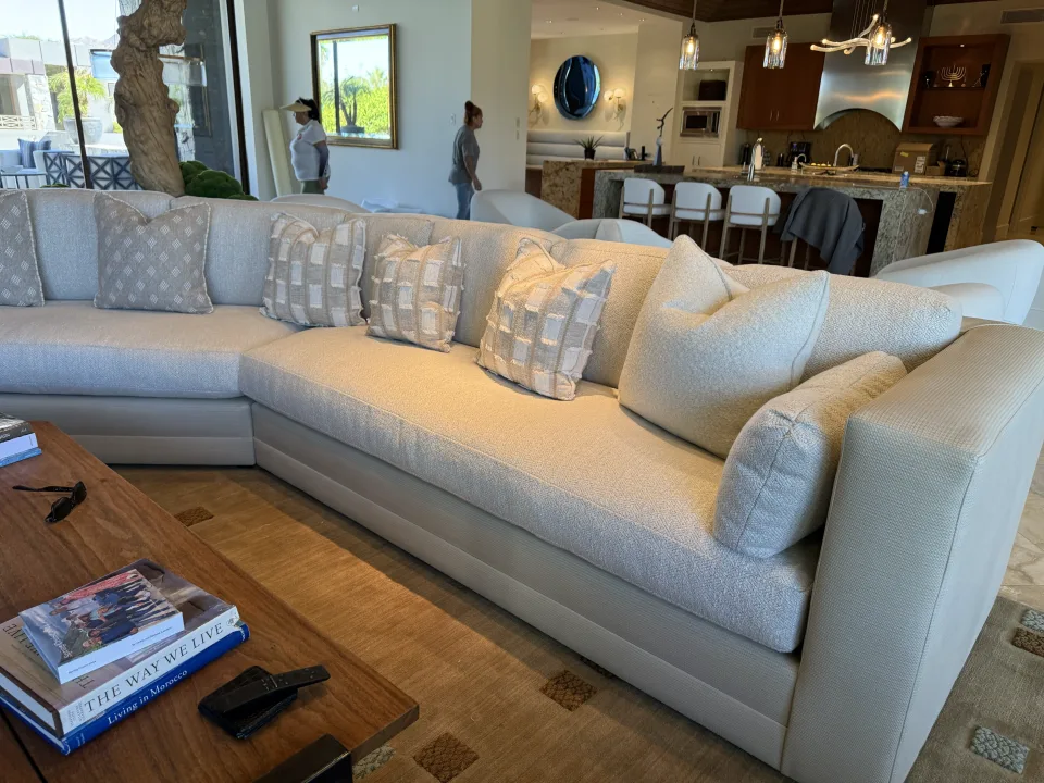 Bold statement sofa with custom fabric selection